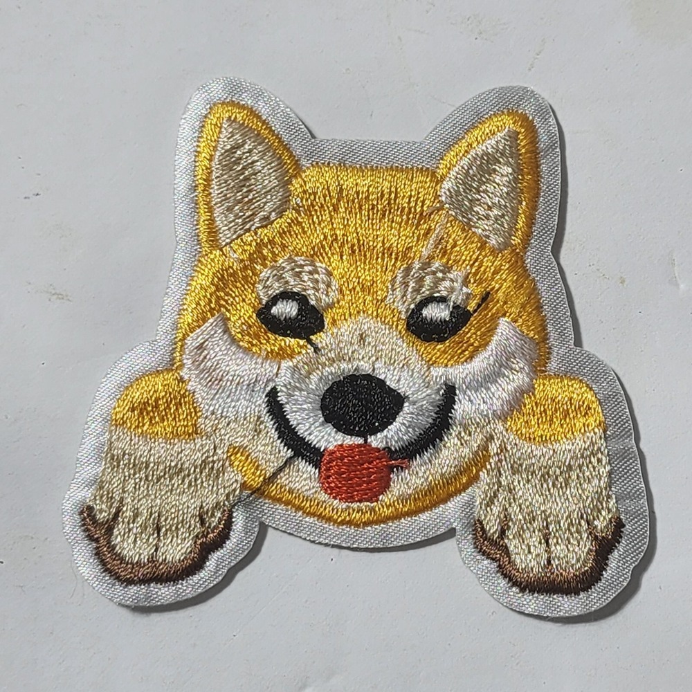 Corgi Dog Embroidered Clothing Patch Yellow White Animal Applique 2 1/4" New